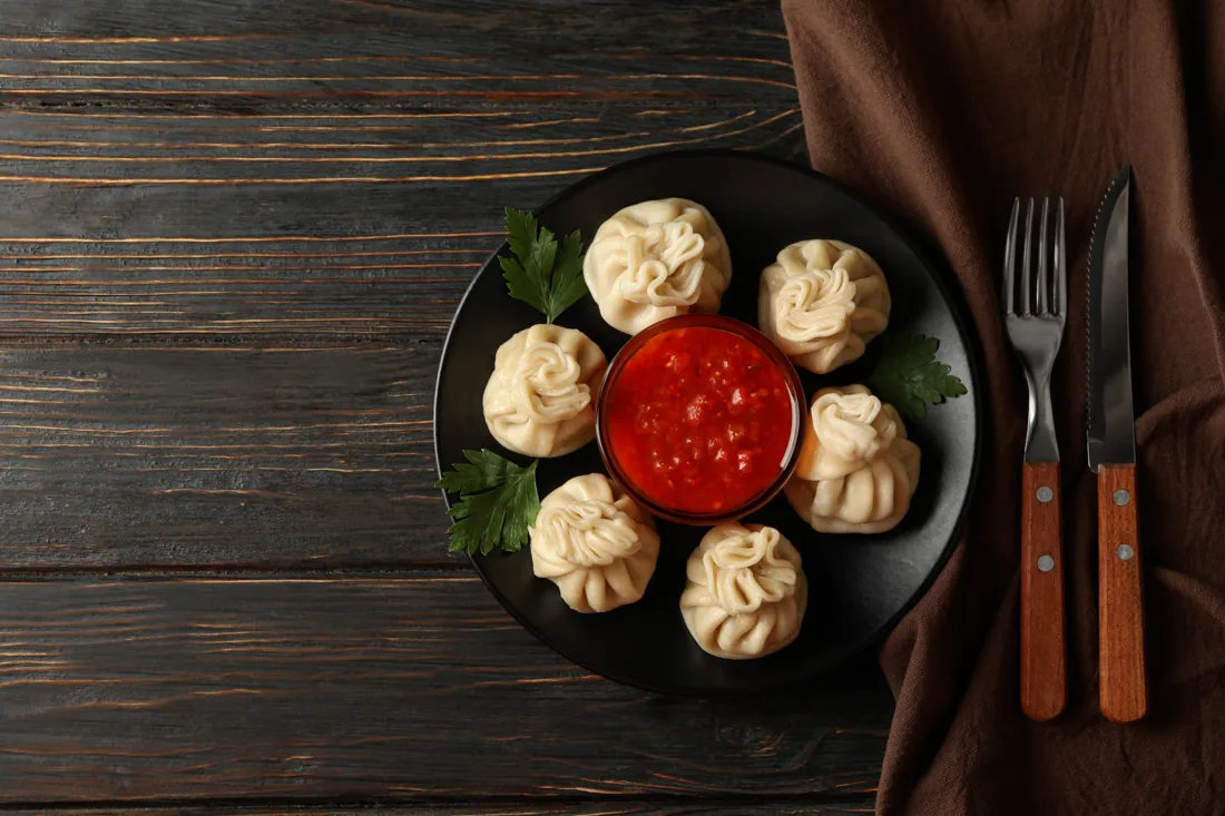 Crispy frozen snacks, momos and rolls collection